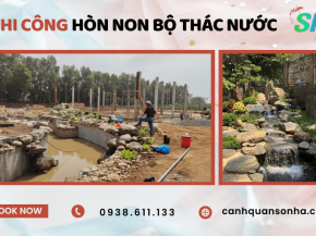 Thi công hòn non bộ thác nước chuyên nghiệp, hợp phong thủy