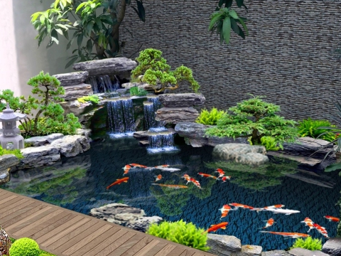 Mẫu hồ cá Koi nhỏ vườn nhà 