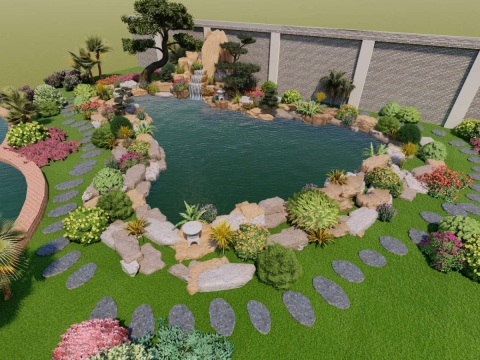 Hình ảnh hồ cá Koi thiết kế 3D