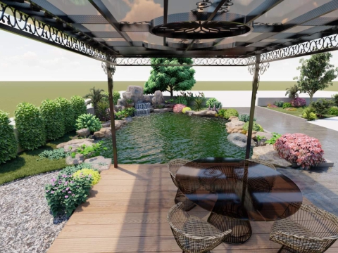Hình ảnh hồ cá Koi thiết kế 3D