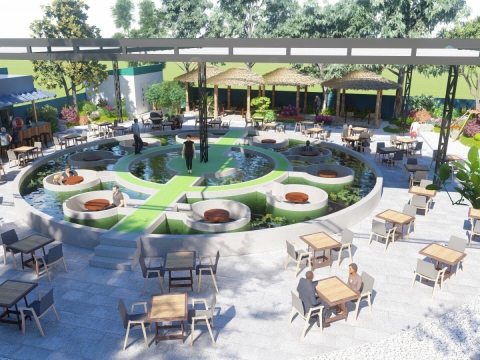 Mẫu hồ cá Koi cho quán Cafe